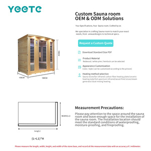 Salle de sauna électrique YEETE en cèdre canadien, 1800 mm, verre de 8 mm, préfabriquée, modulaire, écologique, avec quincaillerie chromée, hub de <span class=keywords><strong>bien</strong></span>-être - Product Image 3