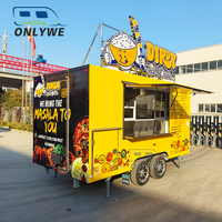 ONLYWE jalan Outdoor Mobile Hot Dog BBQ Kebab Hot Dog Pizza disesuaikan Vintage Hamburger Bir Makanan ringan truk kereta gandeng