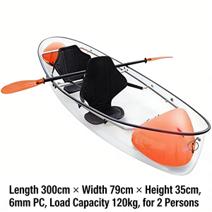 Kayak transparent en cristal WOLANG, canoë à fond transparent en PC avec lumières LED pour les excursions touristiques en station, 2 personnes, 3m - Product Image 6