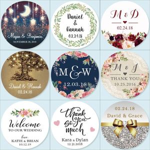 Pegatinas de agradecimiento para recuerdos de boda, despedida de soltera y fiesta de compromiso - Etiquetas circulares personalizadas con nombre - Product Image 5