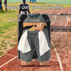 กางเกงกีฬาขาสั้นฤดูร้อนสำหรับผู้ชาย ผ้าถัก ระบายอากาศได้ดี เอวกลาง แห้งเร็ว ยืดหยุ่น เหมาะสำหรับวิ่ง ออกกำลังกาย ทรงหลวม สวมใส่สบาย - Product Image 2