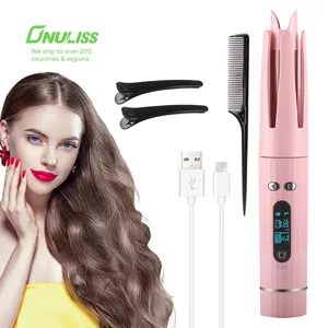 Curling Iron Wand Waves Wireless Hair Curler Mini Usb Rechargeable Auto Cordless Rotating Magic Hair Curling Iron