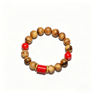 Bracelet vintage bouddhiste en bois d'agar naturel et cinabre, perles en forme de papillon, cadeau unisexe pour l'exorcisme et la protection contre le mal - Product Image 1