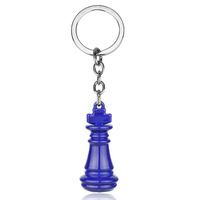 Porte-clés international pièce d'échiquier verre dôme pendentif voiture sac haute qualité métal porte-clés échecs amoureux cadeau