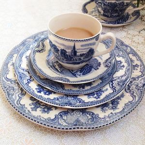 Assiettes à dîner en céramique de style britannique de la série Blue Castle neuves de haute qualité respectueuses de l'environnement - Product Image 3