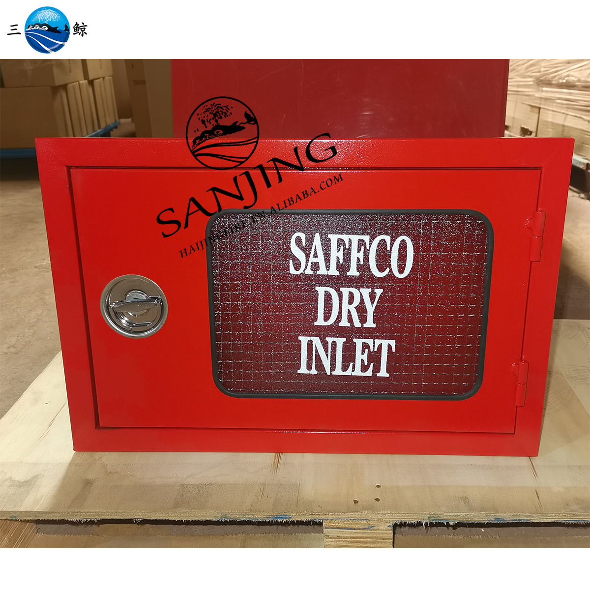Breech Inlet Dry Riser Inlet Fire Cabinet With Wire Mesh Glass Door