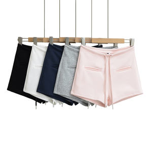 Mujeres 2025 primavera nueva moda Chic <span class=keywords><strong>pantalones</strong></span> cortos de doble párpado Vintage cintura alta elástica cordón Casual Mujer <span class=keywords><strong>pantalones</strong></span> cortos Mujer - Product Image 1