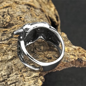 Viking Double Ravens Men's Stainless Steel <b>Ring</b> Animal Shape Hip Hop Style Gift Jewelry - Product Image 2