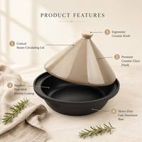 Pot à tajine de bonne qualité, écologique, pour cuisinière à induction, grande poêle de cuisson antiadhésive avec couvercle, taille personnalisée disponible