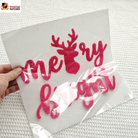 Nouvelles Écussons en lettres moelleuses Joyeux Noël, personnalisables, en chenille découpée au laser, thermocollants, grands modèles pour vêtements, vente en gros