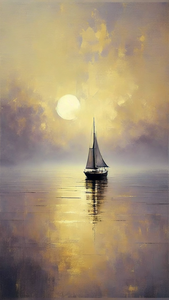 Acque Serene e riflessi di montagna opere d'arte del paesaggio contemporaneo pittura di stampa scenario lago <span class=keywords><strong>con</strong></span> barca a vela - Product Image 5