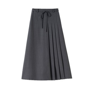 <span class=keywords><strong>Bleu</strong></span> <span class=keywords><strong>marine</strong></span> costume décontracté <span class=keywords><strong>jupe</strong></span> femmes automne 2025 nouvelle taille naturelle drapée sangle un moyen Long plissé en mousseline de soie - Product Image 5