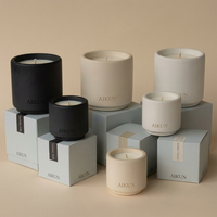 Bougie parfumée AIKUN de luxe minimaliste en contenant rond avec mèche en bois et couvercle pour aromathérapie, coffret cadeau