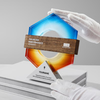 Nouveau Trophée en Métal et Cristal Personnalisable, Créatif, Haut de Gamme, avec Plaque d'Honneur en Bois Massif, Souvenir de Récompense pour Champion d'Équipe de Réunion Annuelle