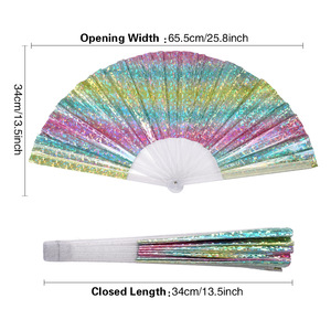 Gran 13 pulgadas UV Glow chino bambú plegable mano Rave ventilador pintado música festivales Club fiestas danza actuaciones recuerdo 33cm - Product Image 4