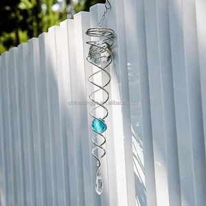 Bola de observación al por mayor cola en espiral con 2 bolas de cristal Spinner de viento estabilizador colgante para decoración de jardín interior y exterior - Product Image 3