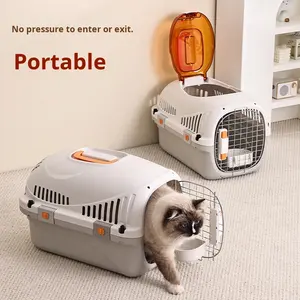 Grand transporteur pour animaux de compagnie en plastique rectangulaire respirant et portable avec fermeture éclair pour chats et chiens, idéal pour les voyages en extérieur et les vols en <span class=keywords><strong>avion</strong></span> - Product Image 2