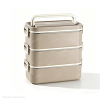 Boîte à lunch carrée portable en acier inoxydable multicouche, étanche, chauffable, écologique, avec cuillère et bol à soupe pour adulte – Vente en gros