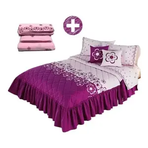 Juego de Edredón Magenta Floreta, Tamaño Doble, Diseño Floral, Estilo Princesa con Volantes, Ropa de Cama para Toda Temporada - Product Image 4