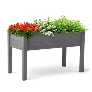 Wooden garden bed raised planter box Flower Planter Boxes Elevated Vegetables Growing Bed with Storage Shelf & Wheels