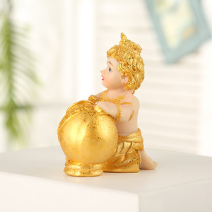 Statua Feng Shui Dipinta a <span class=keywords><strong>Mano</strong></span>, Figurina in Resina di Divinità Indù, Scultura di Bal Krishna, Modello Indiano di Buddha per Diwali - Product Image 4