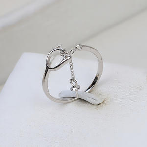 Bague ouverte en argent S925, réglable, pour 5 à 8 doigts, avec perle, accessoires de bricolage, support vide, composants de bijoux Tide 1964 - Product Image 1