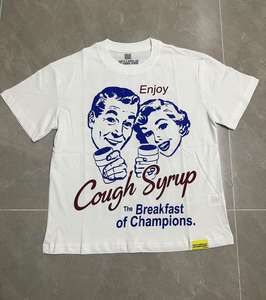 ALOCS Sciroppo per la tosse t-shirt da uomo di alta qualità in cotone 100% classico bianco a manica corta con scansione riflettente per uomo - Product Image 1