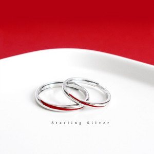 Red Thread Couple Rings 925 Sterling Silver Open Geometric Design For Men And Women Gift Lovers Jewelry - Product Image 4