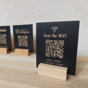 Factory <strong>Custom</strong> Wedding Party Events Decoration Wood Table Numbers Display <strong>Sign</strong> Holders <strong>Wooden</strong> QR Code Menu <strong>Sign</strong> for Retail Shop - Product Image 1