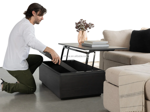 Tavolino <span class=keywords><strong>da</strong></span> Caffè Trasformabile Moderno di Lusso in Legno Naturale Nero Regolabile, Resistente, di Tendenza negli USA per Soggiorno - Product Image 5