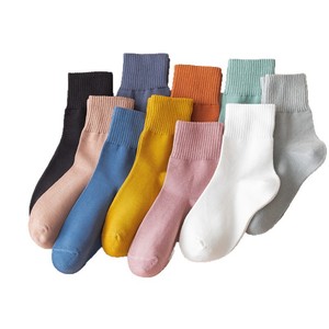 Pure Cotton Crew <b>Socks</b> Women Solid Color Breathable Sweat Absorbing Autumn <b>Winter</b> Style - Product Image 5