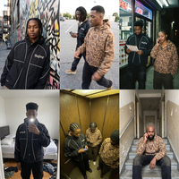 Veste coupe-vent unisexe à capuche contrastante avec fermeture éclair, logo personnalisé, streetwear, camouflage, techwear, imperméable, pour l'extérieur, vente en gros, décontractée