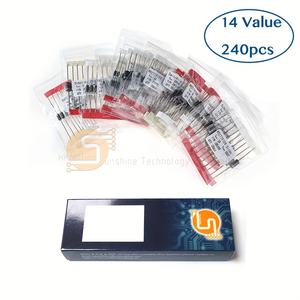 Kit d'assortiment de diodes 240 pièces 14 types <span class=keywords><strong>1N4007</strong></span> 1N5408 1N5819 1N4148 FR207 <span class=keywords><strong>UF4007</strong></span> pour réparation électronique - Product Image 1