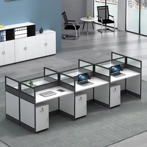 Modern <b>Office</b> Furniture Call Center Cubicle <b>Workstation</b>, Partition Computer Desk with Drawer Cabinets for Staff - Product Image 1