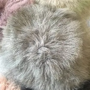 100% echte handgemachte lange Haare Wolle Kissen Round Throw