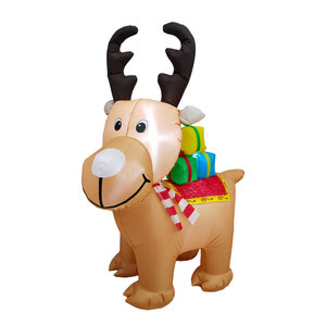 Renard joyeux de 1,5 m portant des boîtes cadeaux - Lumière LED IP44 étanche, décoration gonflable de Noël pour la cour, l'hôtel, le jardin, la pelouse, la fête - Product Image 1