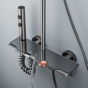 Ensemble <span class=keywords><strong>de</strong></span> pomme <span class=keywords><strong>de</strong></span> douche carrée moderne en laiton brossé noir, système <span class=keywords><strong>de</strong></span> douche mural pour salle <span class=keywords><strong>de</strong></span> bain, robinets, douche <span class=keywords><strong>de</strong></span> <span class=keywords><strong>pluie</strong></span>, jet doux, économie d'<span class=keywords><strong>eau</strong></span> - Product Image 3