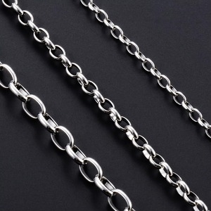 Collier long en acier inoxydable avec chaîne à maillons géométriques, couleur argent, bijoux unisexes tendance, cadeau - Product Image 5