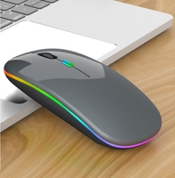 Mouse gaming 2.4G nirkabel USB RGB, mouse gaming komputer tanpa kabel isi ulang daya murah