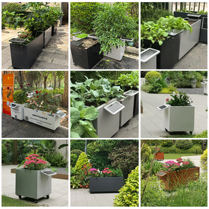 Pot d'arrosage automatique à énergie solaire enduit de poudre d'acier inoxydable blanc de style moderne pour le centre commercial et l'usage de plancher - Product Image 4