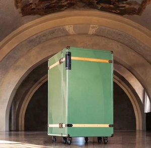 Italian Retro <b>Vintage</b> Rolling Luggage Design Premium Home Display & Storage for Luxury Villa High-end Designer Wine <b>Cabinet</b> Q - Product Image 3