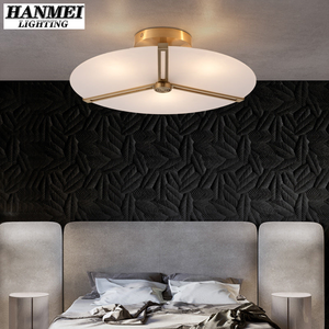 Plafonnier LED en laiton et marbre de style minimaliste, design moderne haut de gamme, AC pour chambres à coucher, vente en gros HM-YL-X1011-40 Plafonnier LED moderne - Product Image 3