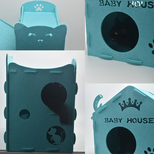 Épissure faite à la main en feutre chat grotte respirant pli plat feutre chat et chiot <span class=keywords><strong>maison</strong></span> cachette confortable pour chats d'intérieur - Product Image 5