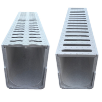 Caniveau de drainage linéaire en composite béton-polymère, anti-corrosion, durable, pour extérieur, avec grille carrée pour tranchée d'évacuation des eaux
