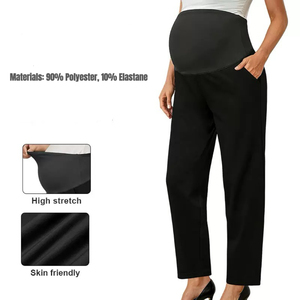 <span class=keywords><strong>Pantalon</strong></span> de <span class=keywords><strong>grossesse</strong></span> pour femme, coupe large, style décontracté, avec poches, pour le yoga et le travail, à porter par-dessus le ventre - Product Image 3