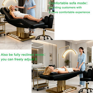 سرير رموش كهربائي منحني، سرير سبا ذهبي بقاعدة من الفولاذ المقاوم للصدأ، <span class=keywords><strong>3</strong></span> محركات، أثاث صالون، طاولة تدليك تجميلية، سرير رموش للتجميل - Product Image 2