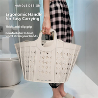 Panier à linge pliable multifonctionnel, durable, écologique, en plastique, avec poignée, organiseur de vêtements pliable pour la maison et la salle de bain