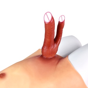 FAAK Silicone Pants With Double <b>Dildo</b> Wearable Cock Penis Realistic Skin Pants Strecthable Sex Toys for Adult Cosplay - Product Image 2