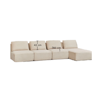 Ensemble de canapés modulables modernes pour le salon, canapé 4 places en tissu avec remplissage en éponge, forme rectangulaire