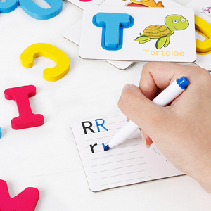 Puzzle all'ingrosso educativo legno <span class=keywords><strong>numeri</strong></span> e alfabeto inglese riconoscimento lettere carte di apprendimento, giocattoli ABC, Flash Card per i bambini - Product Image 3